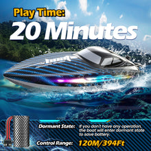 Load image into Gallery viewer, RC Remote Control Boat with 7 LED Light Modes Waterproof Electric Fast Speed Boat for Adults Kids 8-12 Lake Pool Water Play,Self-righting
