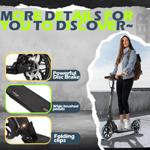Load image into Gallery viewer, Commuter Adult Scooter 300 lbs Capacity, Big Wheels Scooters, Bearing ABEC 9, 15 lbs (Black)
