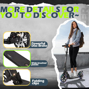 Commuter Adult Scooter 300 lbs Capacity, Big Wheels Scooters, Bearing ABEC 9, 15 lbs (Black)