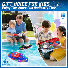 Load image into Gallery viewer, Spider-Shaped Remote Control Boat for Pool, RC Boats 2-Pack Summer Toys with Water Spray for Kids, LED Lights (Blue &amp; Red)
