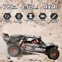 Load image into Gallery viewer, Fast RC Cars, 75km/h Brushless RC Buggy Trucks, 1/12 Scale 4x4 Fast Remote Control Car, High Speed Off Road
