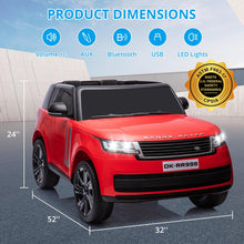 Load image into Gallery viewer, 24V Ride On Car, 2-Seater Licensed Land Rover with Parent Remote Control, 3 Speeds, Wireless Music, MP3 Player, Electric Car for Kids, Red
