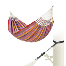 Load image into Gallery viewer, LA SIESTA® Flora Classic Cotton Hammock &amp; TreeMount, Hammock &amp; Tree Straps for Beams Posts - Indoor Outdoor Hammock, Extra Large Patio Hammock Bed Portable Hammock, 2 Person Hammock - King, Flower
