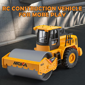 2.4G Remote Control Road Roller Toys, RC Engineering Roller Truck for Boys, Construction Vehicles Model Toy Gift for Toddlers 3-5