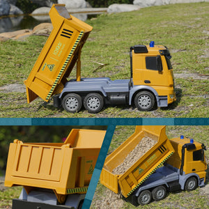 Remote Control Dump Truck Toys - RC Construction Vehicles with Blue Warning Lights, Trucks Toy