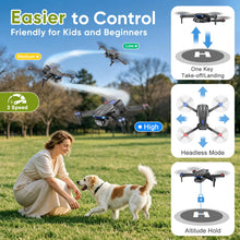 Load image into Gallery viewer, Drone with Camera 1080P for Kids, Adults &amp; Beginners, Foldable Mini Drone, RC Quadcopter with 2 Batteries, One Key Takeoff and Landing, 360° Flip, Gesture Control, Toy Gift for Boys, Girls
