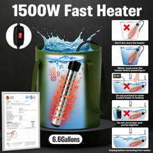 Load image into Gallery viewer, Portable Shower for Camping, 6000mAh Rechargeable Camp Shower Pump with Immersion Water Heater, 6.6 Gal Foldable Bucket, 4 Spray Modes, Outdoor Camping Shower Kit for Travel, Pet Bath, Car Washing
