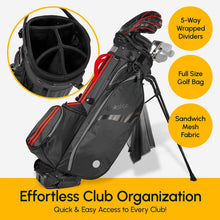 Load image into Gallery viewer, 5-Way Linkslite Waterproof Lightweight Golf Stand Bag (Scarlet Umbra)
