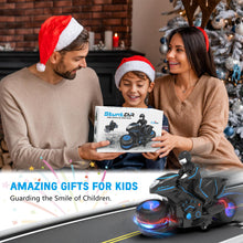Load image into Gallery viewer, Remote Control Motorcycle Toys New Upgraded RGB Wheels Lights, RC Motorbike with 2-in-1 Remote, Gesture Sensing Stunts Dirt Bike
