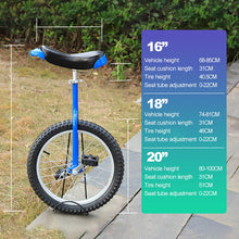 Load image into Gallery viewer, Unicycle Leakproof Butyl Tire Wheel Cycling Outdoor Sports Fitness Exercise, Wheel Unicycle with Alloy Rim,16&quot;, 18&quot;, 20&quot; Three Size Options,Yellow,20“
