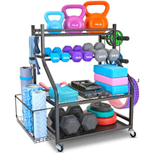 Load image into Gallery viewer, NBTORCH Weight Rack for Dumbbells, All in One Workout Equipment Storage with Caster Wheels
