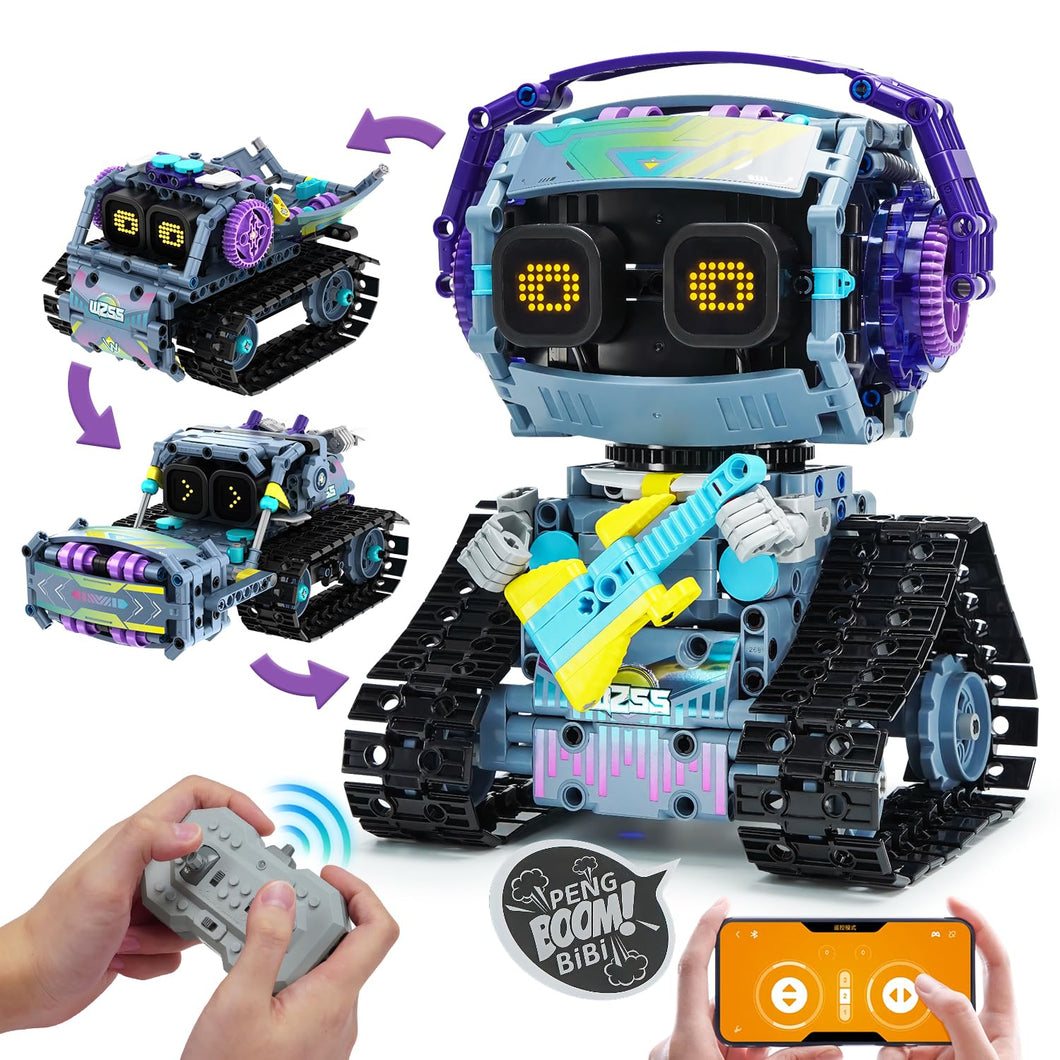 3 in 1 STEM Robotics Toy Building Blocks Set, Programmable APP Remote Control Robot/Car Robot Coding Kit, STEM (433 Pieces)