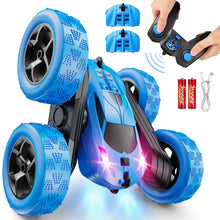 Load image into Gallery viewer, Remote Control Car, RC Cars Toys for Kids Ages 6-12, 4WD Stunt Car with LED Lights &amp; 360° Flips, 2.4GHz, Upgraded USB-C Modular Batteries

