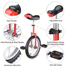 Load image into Gallery viewer, 16&quot; Inch Wheel Unicycle Leakproof Butyl Tire Wheel Cycling Outdoor Sports Fitness Exercise Health Red
