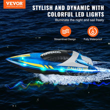 Load image into Gallery viewer, RC Boat for Kids, Remote Control Boat for Pools &amp; Lakes, Racing Boat with LED Light &amp; 2 Rechargeable Batteries, Whole Body Waterproof
