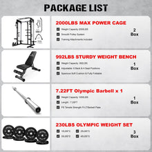 Load image into Gallery viewer, JELENS C21 Power Cage, 2000LBS Multi-Function Power Rack with Independent Dual Pulley System, All-in-One Squat Rack for Cable Crossover, Home Gym Workout Machine (Black, 230LB Black Weights)

