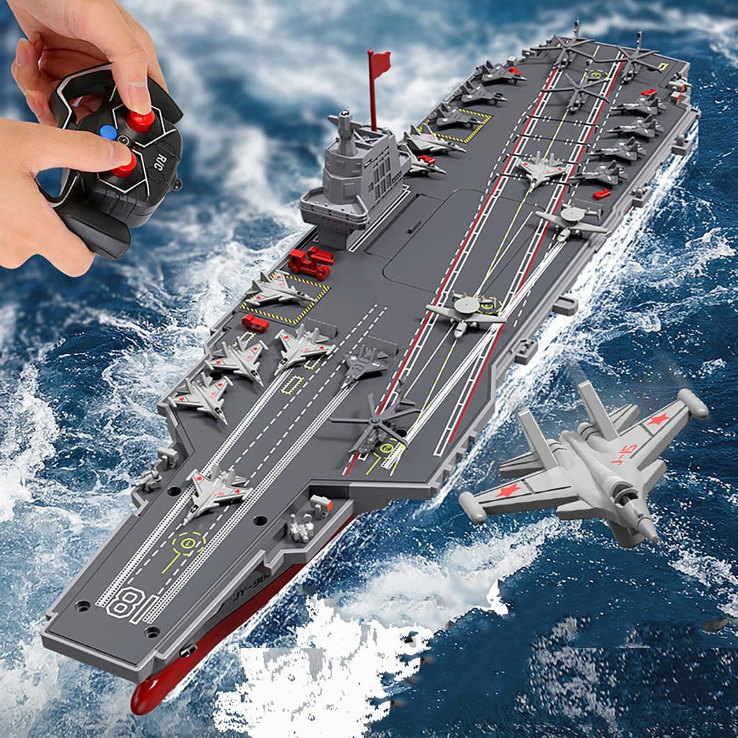 40CM S19 Remote Controlled Warship Aircraft Carrier Battleship 10km/h 4WD 2.4G RC Boat On Water Lakes Pools Exhibits Models for Boys Kids