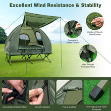Load image into Gallery viewer, DORTALA 2-Person Tent Cot, Foldable Elevated Camping Tent w/Air Mattress &amp; Sleeping Bag, Portable Dome Camping Tent Cot for Hiking, Camping &amp; Picnic
