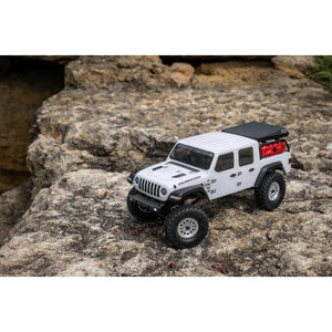 RC Truck SCX24 Jeep Gladiator 4 Wheel Drive Rock Crawler Brushed RTR Nothing Needed to Complete Ready-to-Run White