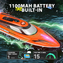 Load image into Gallery viewer, RC Boat for Kids &amp; Adults, 14 inch Fast RC Speed Boat with 1100mAh Battery, Waterproof Toy for Lakes &amp; Pools - HJ815 Orange
