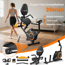 Load image into Gallery viewer, Recumbent Exercise Bike for Home Use, Quiet Recumbent Stationary Bikes , Supports 400LB-Orange/Black
