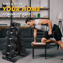 Load image into Gallery viewer, RITFIT Rubber Hex Dumbbells Set with Rack, 180-780LB Heavy-Duty Cast Iron Core, Knurled Chrome Handle, Space-Saving Storage Rack for Home Gym Strength Training
