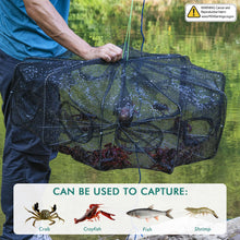 Load image into Gallery viewer, QualyQualy Fishing Bait Trap Crab Net Fishing Trap for Minnow/Crab/Shrimp/Crawdad with Rope, 10 Holes Large Space Fishing Net 32"*10"
