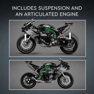 Technic Kawasaki Ninja H2R Motorcycle Toy - Building Toys for Kids, Boys & Girls, Ages 10+ - Kickstand for Display