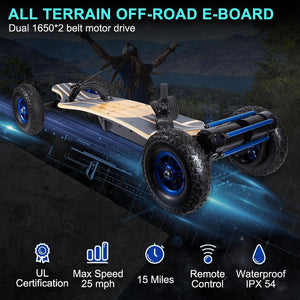 Electric Skateboard, Off-Road All Terrain Electric Longboard for Adults, 3300W Dual Motor Electric Mountain Board with LCD Remote, 15 Miles