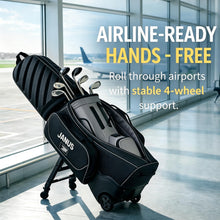 Load image into Gallery viewer, JANUS Golf Travel Bag with Wheels for Airlines, 360° Spinner Golf Travel Case with Collapsible Support Legs System, Reinforced Hard Base Golf Club Travel Bag, Airline-Ready Golf Travel Cover
