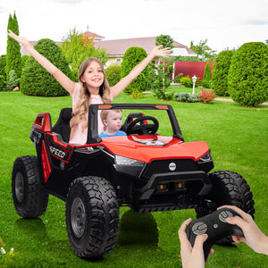 24V 2 Seaters Ride On UTV with Remote Control, Battery Powered Extra Large Ride Car Toy for 2 Kids, Red