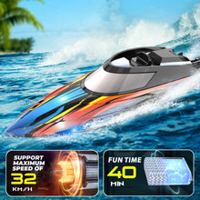 Load image into Gallery viewer, RC Boat, 14 inch Remote Control Boat - Self-righting, 40 Min Dual-Battery, 32 KPH Fast RC Boats for Kids &amp; Adults with LED Lights
