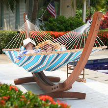Load image into Gallery viewer, Lazy Daze Sunbrella Fabric Hammock with 13FT Arc Wood Hammock Stand
