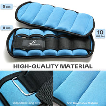 Load image into Gallery viewer, Sportneer Adjustable Ankle Weights Set - 1 Pair (2-10 lbs) Removable Sandbags -Blue
