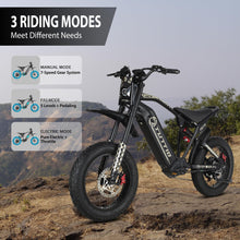 Load image into Gallery viewer, Electric-Motorcycle for Adults-Teens Age 16+, 60V 4000W Peak Moped-Style-Ebike, 43-49MPH, 20&quot; Fat-Tire-Electric-Bike, 1500Wh
