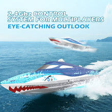 Load image into Gallery viewer, Full Proportional Remote Control Boat with LED Lights, Shark Graffiti, 20+ MPH,2.4GHz High Speed RC Racing Boats
