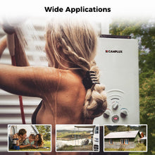 Load image into Gallery viewer, CAMPLUX Propane Portable Water Heater 1.58 GPM, On Demand Tankless Water Heater Gas, White,BW158
