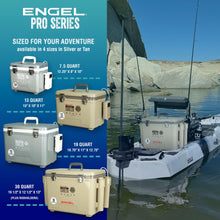 Load image into Gallery viewer, ENGEL 19 Quart Live Bait Cooler PRO for Fishing - Portable Minnow and Bait Bucket with Lithium-Ion Rechargeable Aerator - Silver (19Qt)
