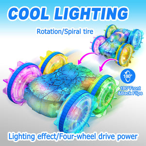 Amphibious Remote Control Car Boat,2.4Ghz 360° Rotation Gesture Sensing Stunt RC Cars,4WD Waterproof RC Trucks, Water Beach Pool Toys