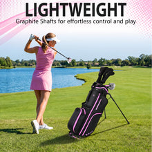 Load image into Gallery viewer, XDriveMax Women's Complete Golf Clubs Set (11-Piece Package), Right Handed, Lightweight Graphite Shafts, 460cc Driver, 3 Wood, Hybrid, 5-9 Iron+PW+SW, Putter, Stand Bag - Black &amp; Pink
