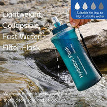 Load image into Gallery viewer, GUYI 700ml Collapsible Water Filter Bottle, Removes Impurities, BPA Free, Ultralight for Hiking, Camping, Cycling &amp; Travel-Dusty Blue

