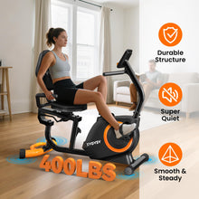 Load image into Gallery viewer, Recumbent Exercise Bike for Home Use, Quiet Recumbent Stationary Bikes , Supports 400LB-Orange/Black
