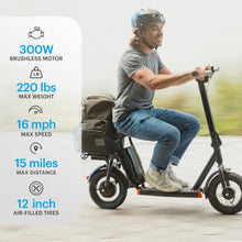 Load image into Gallery viewer, Cargo Foldable Electric Scooter with 300W Brushless Motor, 16 mph Max Speed, 12” Tires, and 15 Mile Range Commuter Scooter
