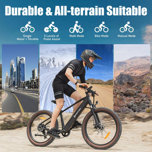 Electric Bike for Adult 1400W Peak, 48V 720WH Removable Battery, 72 Miles 28 MPH, 26" Fat Tire Electric Mountain Bike