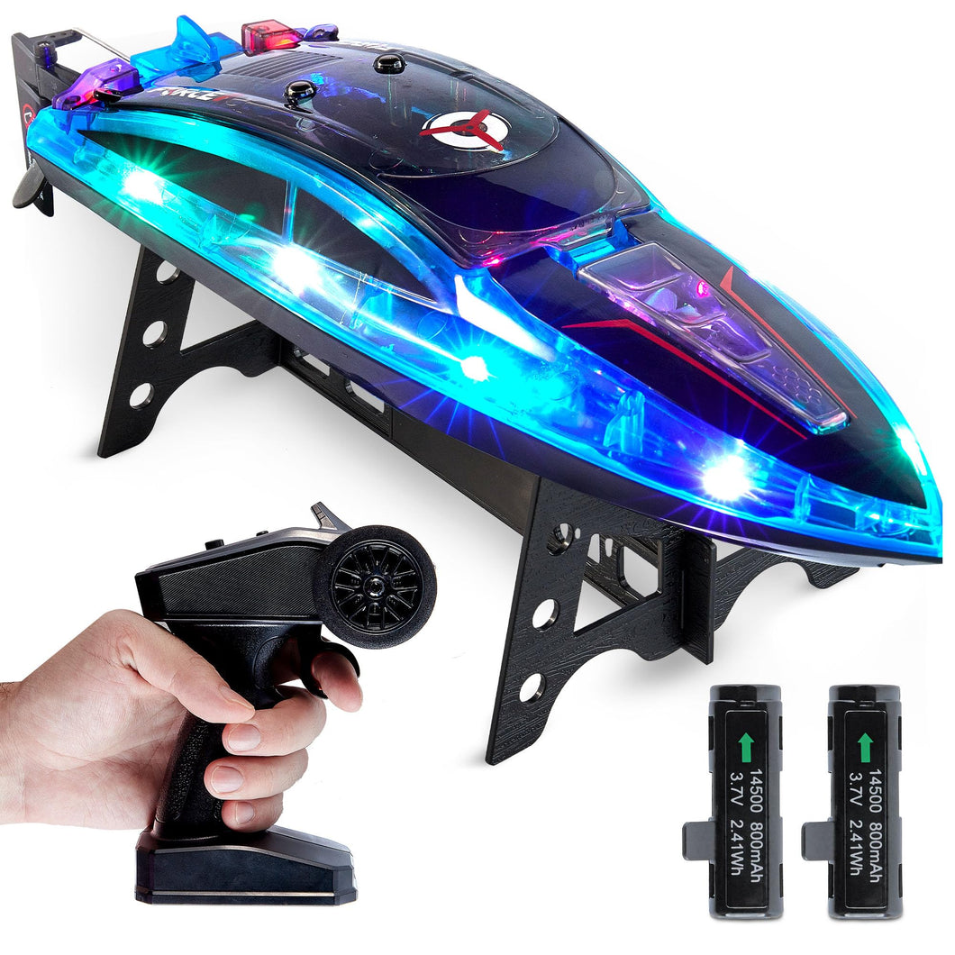 Velocity Pro LED RC Boat- Remote Control Boats for Adults and Kids, Underwater Speed Racing Mini RC Toy for Pools and Lakes, LEDs