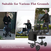 Load image into Gallery viewer, Fvzzin Lightweight Knee Scooter Crutch Alternative, Foldable &amp; Adjustable Knee Scooter for Adults for Foot Surgery, Steerable Knee Walker with Detachable Storage Basket, Includes DIY Stickers-Black
