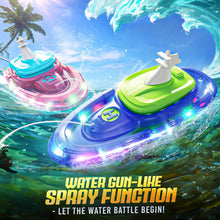 Load image into Gallery viewer, Remote Control Boat for Kids - Water Spray RC Boats with LED Lights for Pool &amp; Lake, 2.4GHz Speed Boat with 20+ Mins Runtime

