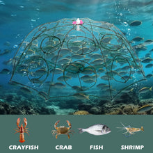 Load image into Gallery viewer, Maasechs 2 Pack Crawfish Traps 8-Sided 16-Entrance Fishing Net Foldable Fishing Bait Trap Cast Net Cage with Pull Rope, Bait Bag &amp; Floating Ring for Catching Minnow Fish Crayfish Shrimp Crab Lobster
