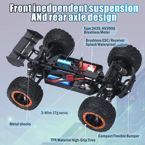 Remote Control Car 1:16 Scale 4X4 Brushless Fast RC Cars for Adults, High Speed 45 KPH, Hobby Electric Off Road