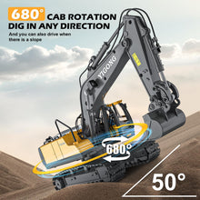 Load image into Gallery viewer, Remote Control Excavator Toy, Rechargeable 11 Channel 2.4Ghz RC Construction Vehicles with Metal Shovel for Kids, 680° Rotation
